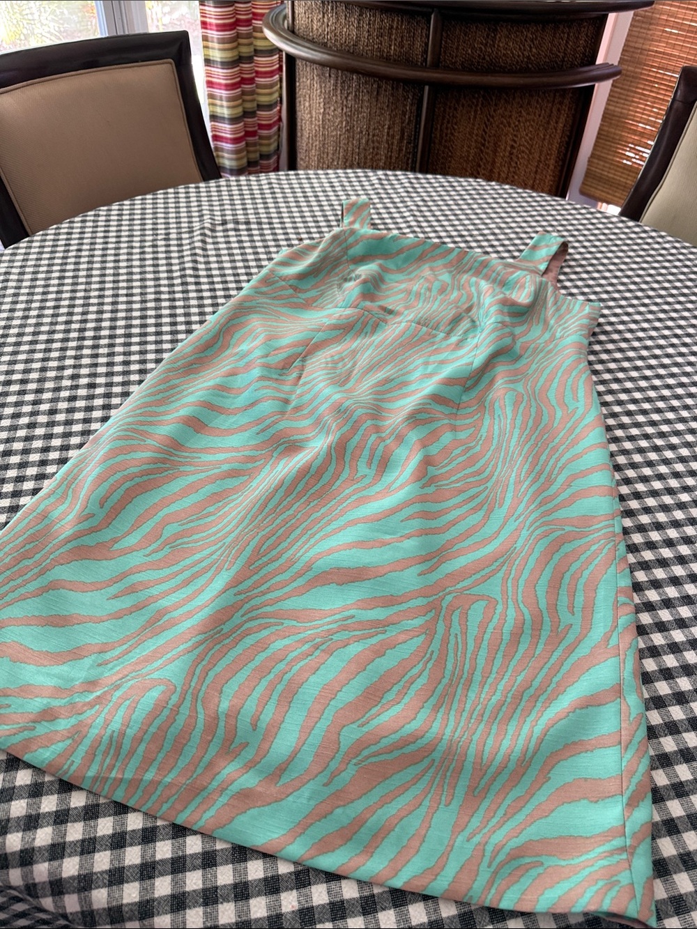 Seafoam and Tan Zebra-Stripe A-Line Sundress Skirt